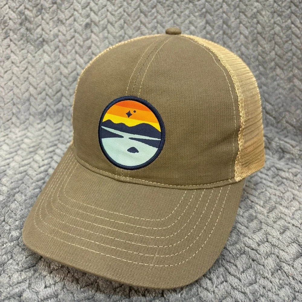 Base Level Lake Tahoe Trucker Hat Olive Green Tan Mesh Back Adjustable Cap